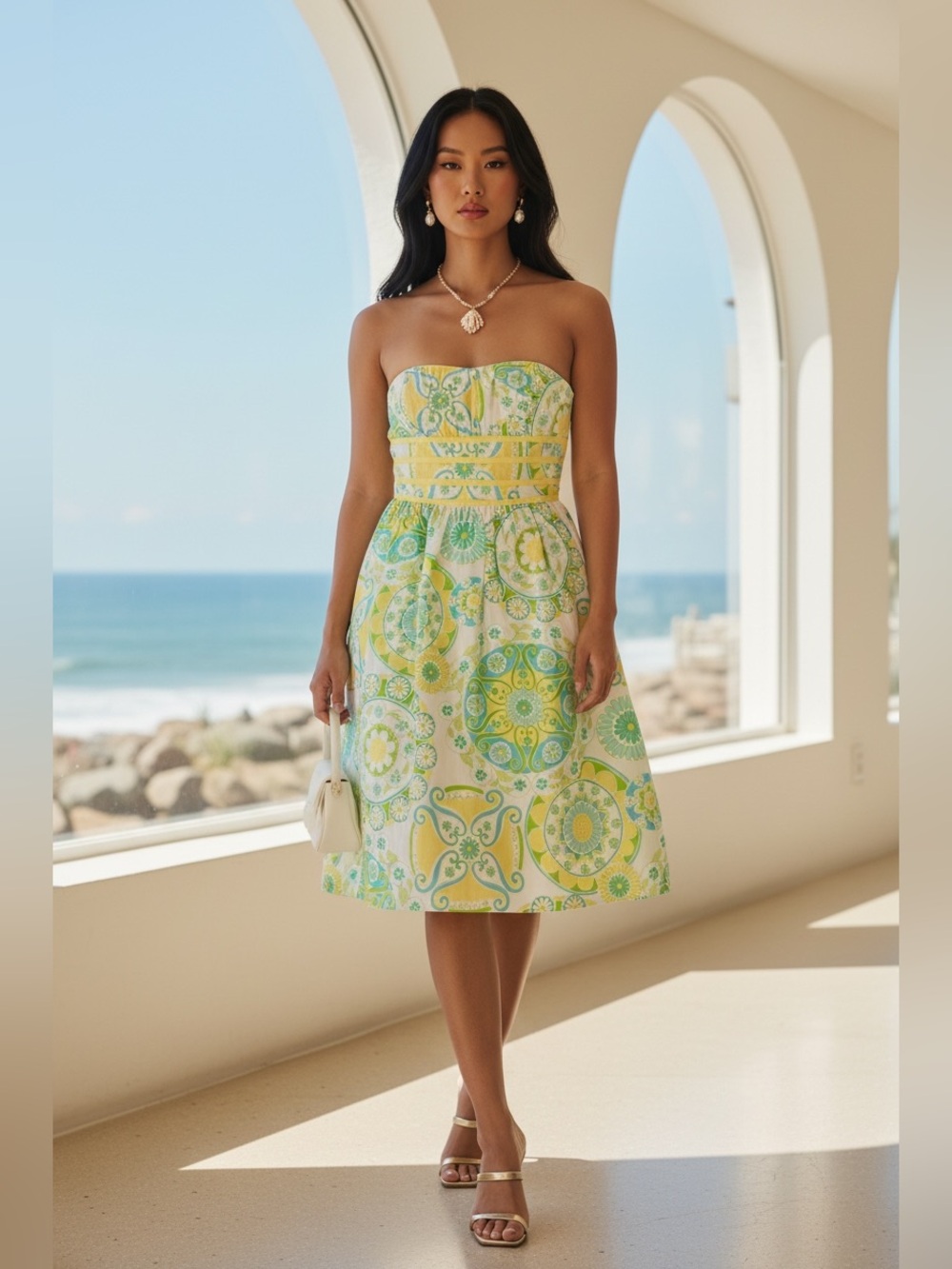 Vintage Lilly Pulitzer Katrina Dress Fountain of Youth Strapless Silk Blend Sz 2